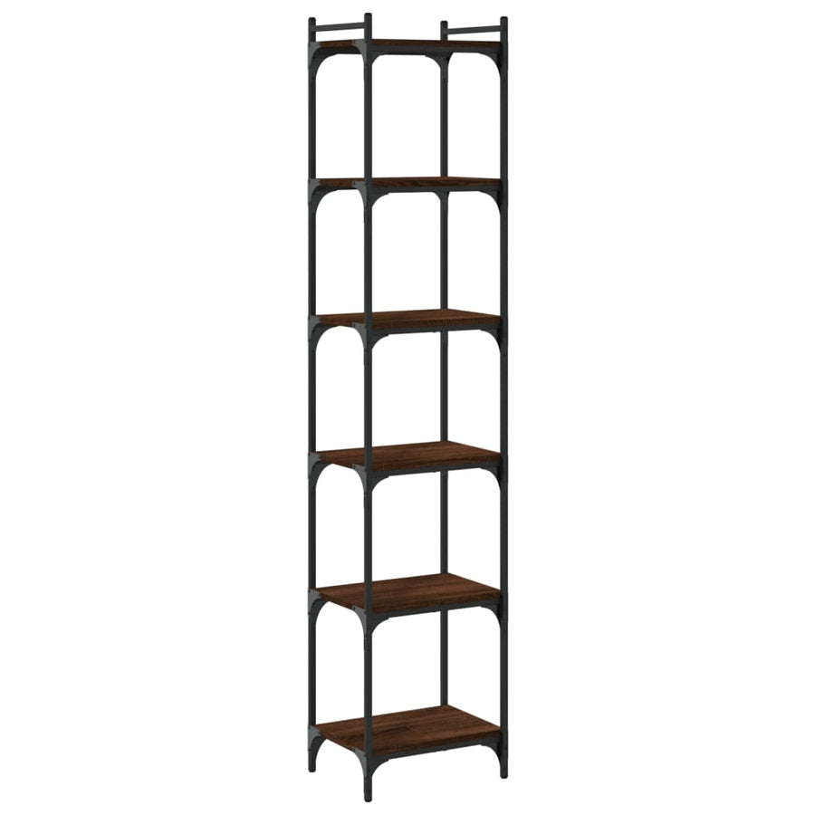 Boekenkast 6-laags 40x30x188 cm bewerkt hout bruin eikenkleur