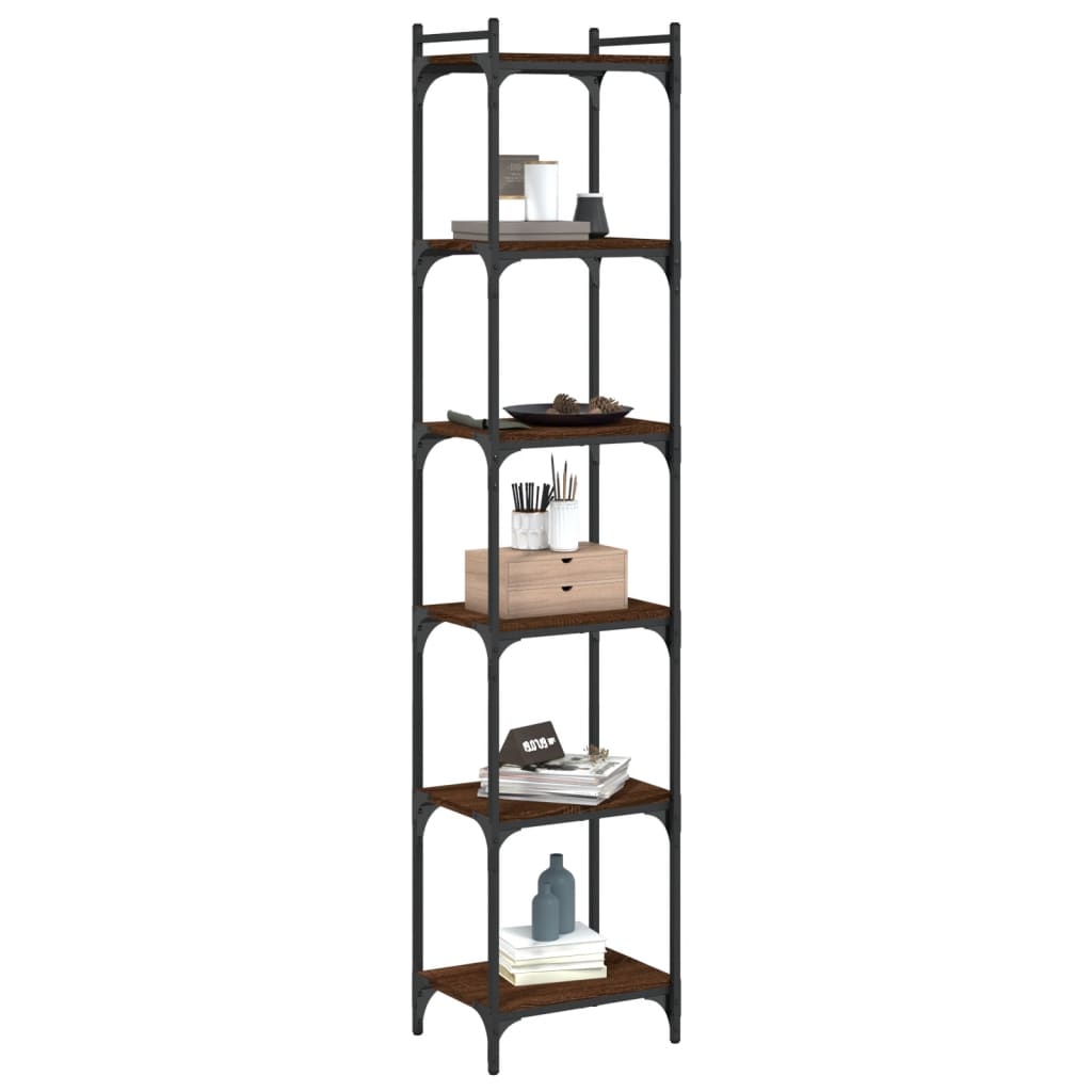 Boekenkast 6-laags 40x30x188 cm bewerkt hout bruin eikenkleur