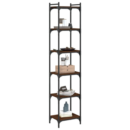Boekenkast 6-laags 40x30x188 cm bewerkt hout bruin eikenkleur