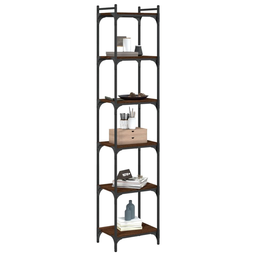 Boekenkast 6-laags 40x30x188 cm bewerkt hout bruin eikenkleur
