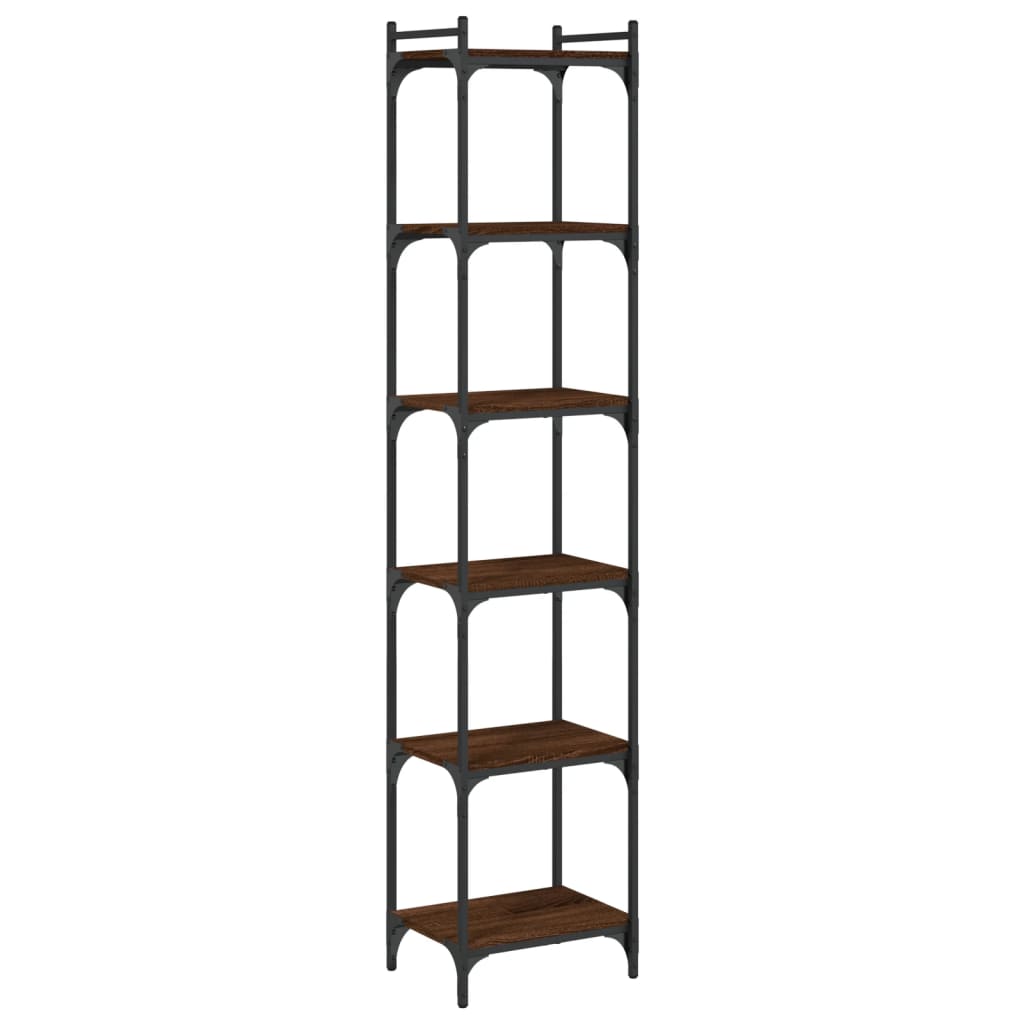 Boekenkast 6-laags 40x30x188 cm bewerkt hout bruin eikenkleur