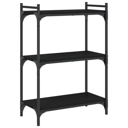Boekenkast 3-Laags Bewerkt Hout 60 x 30 x 86 cm Zwart