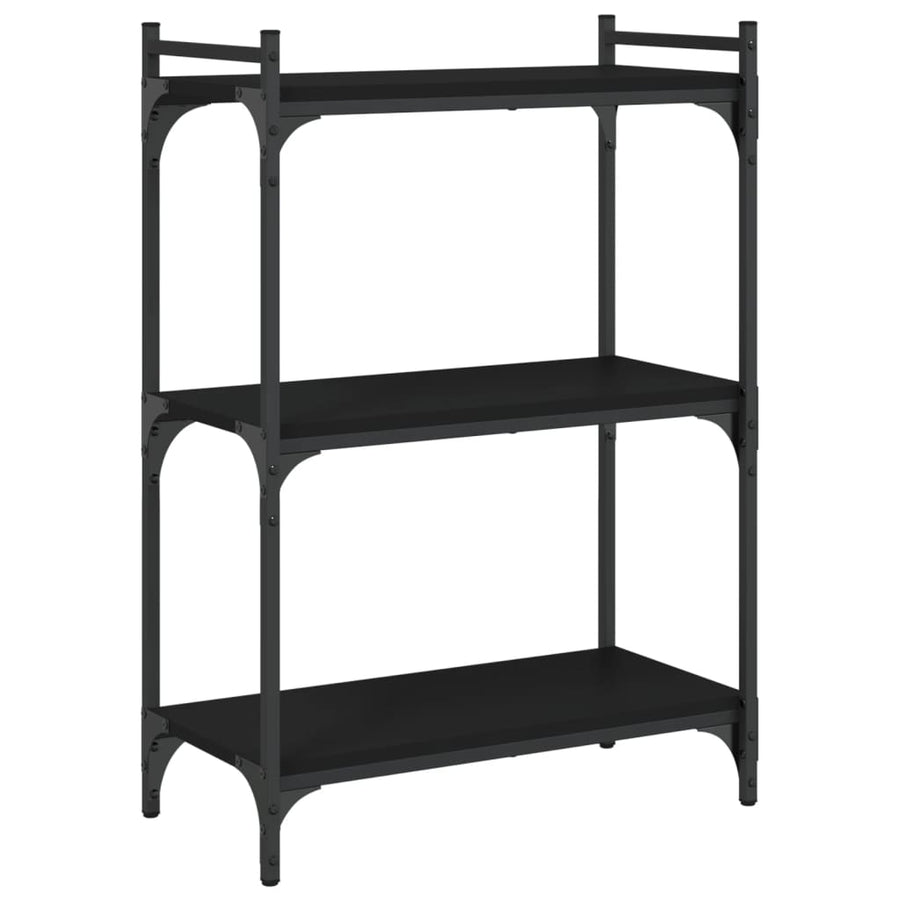 Boekenkast 3-Laags Bewerkt Hout 60 x 30 x 86 cm Zwart