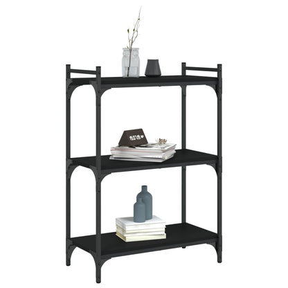 Boekenkast 3-Laags Bewerkt Hout 60 x 30 x 86 cm Zwart