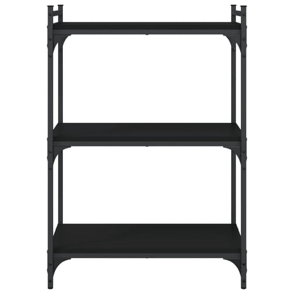 Boekenkast 3-Laags Bewerkt Hout 60 x 30 x 86 cm Zwart