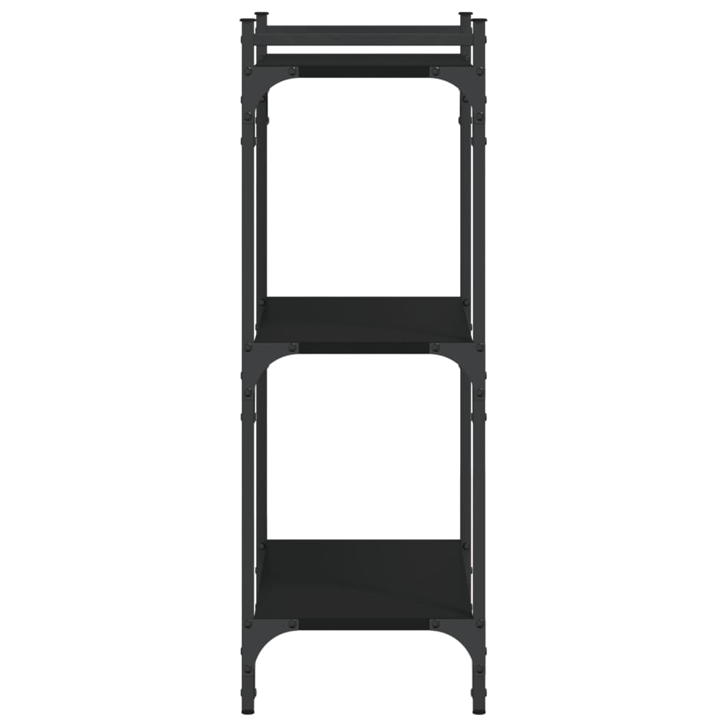 Boekenkast 3-Laags Bewerkt Hout 60 x 30 x 86 cm Zwart