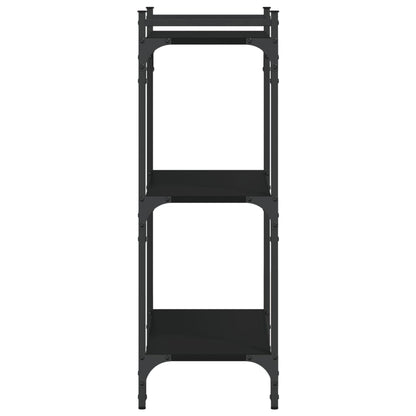 Boekenkast 3-Laags Bewerkt Hout 60 x 30 x 86 cm Zwart