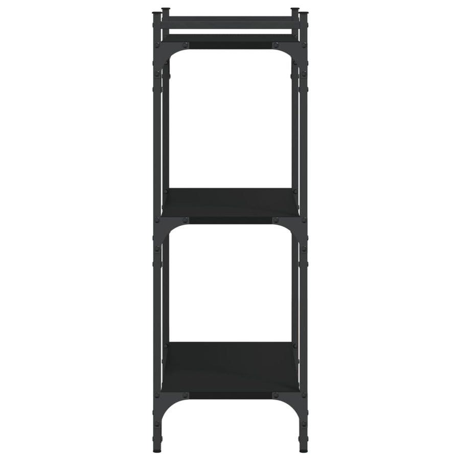 Boekenkast 3-Laags Bewerkt Hout 60 x 30 x 86 cm Zwart
