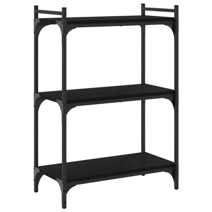Boekenkast 3-Laags Bewerkt Hout 60 x 30 x 86 cm Zwart