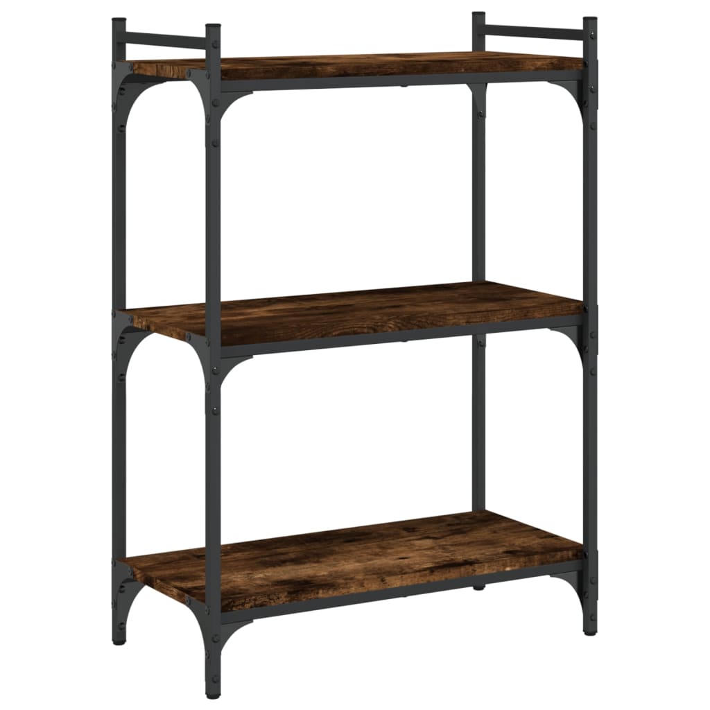 Boekenkast 3-Laags Bewerkt Hout Kleur 60 x 30 x 86 cm Gerookt eiken