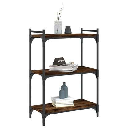 Boekenkast 3-Laags Bewerkt Hout Kleur 60 x 30 x 86 cm Gerookt eiken