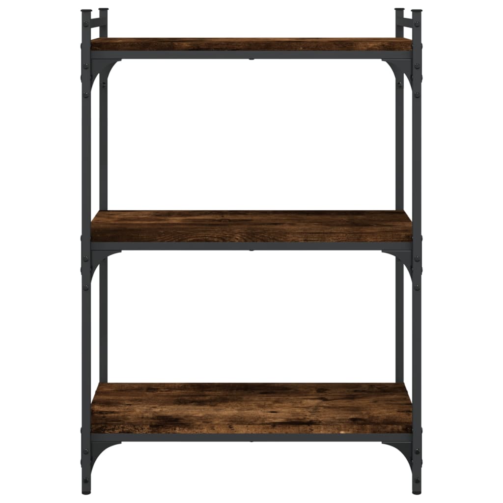 Boekenkast 3-Laags Bewerkt Hout Kleur 60 x 30 x 86 cm Gerookt eiken