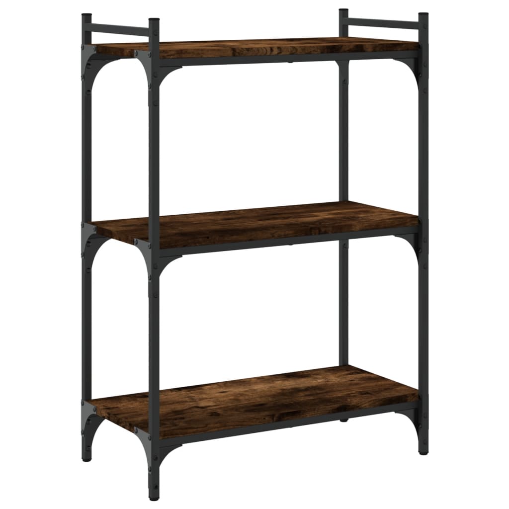 Boekenkast 3-Laags Bewerkt Hout Kleur 60 x 30 x 86 cm Gerookt eiken