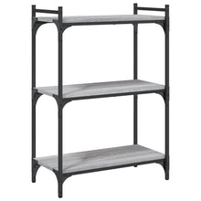 Boekenkast 3-Laags Bewerkt Hout Eiken 60 x 30 x 86 cm Grijs sonoma