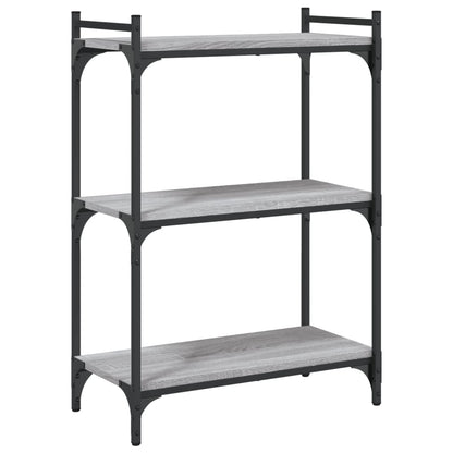 Boekenkast 3-Laags Bewerkt Hout Eiken 60 x 30 x 86 cm Grijs sonoma