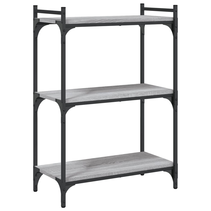 Boekenkast 3-Laags Bewerkt Hout Eiken 60 x 30 x 86 cm Grijs sonoma