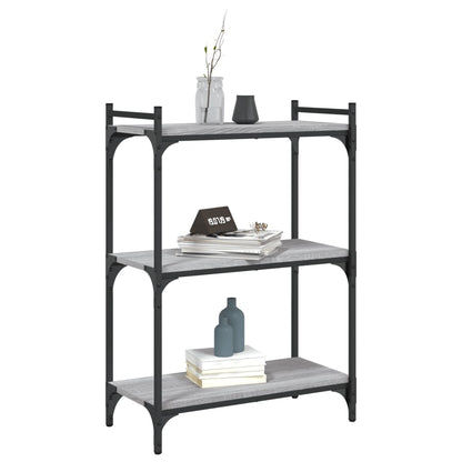 Boekenkast 3-Laags Bewerkt Hout Eiken 60 x 30 x 86 cm Grijs sonoma