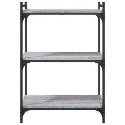 Boekenkast 3-Laags Bewerkt Hout Eiken 60 x 30 x 86 cm Grijs sonoma