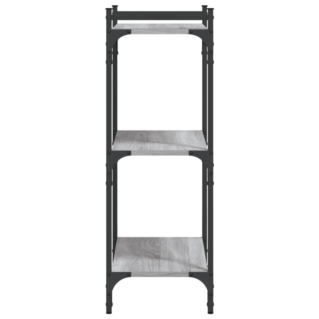 Boekenkast 3-Laags Bewerkt Hout Eiken 60 x 30 x 86 cm Grijs sonoma