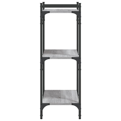Boekenkast 3-Laags Bewerkt Hout Eiken 60 x 30 x 86 cm Grijs sonoma