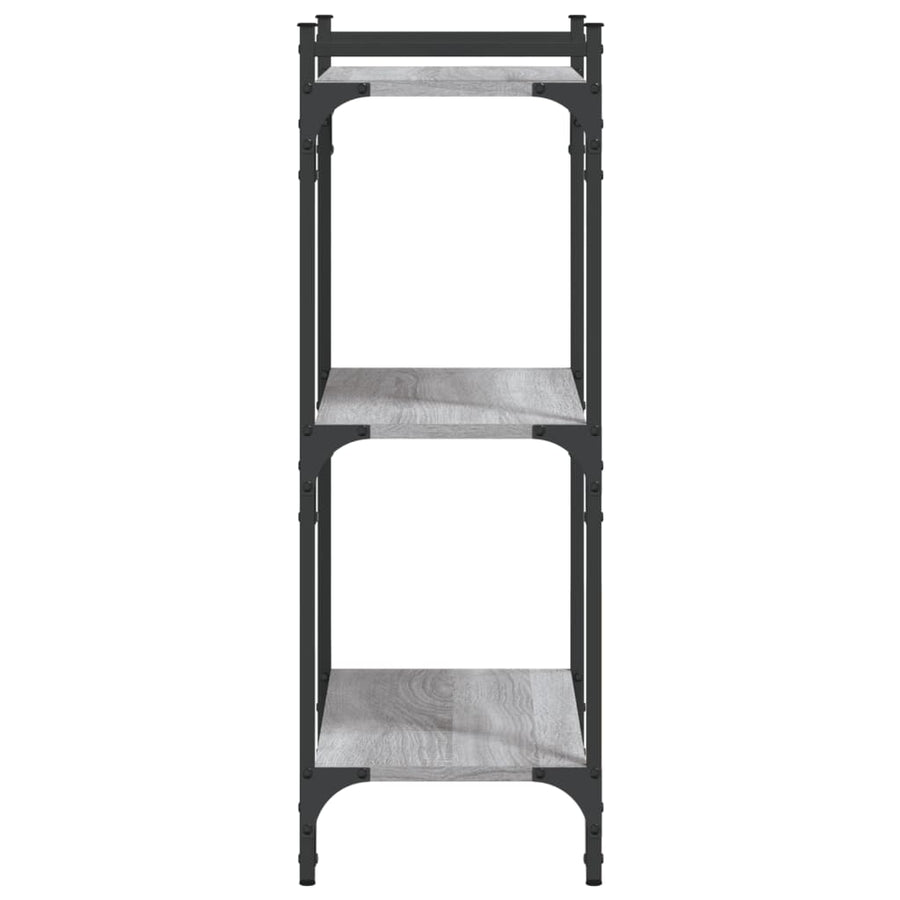 Boekenkast 3-Laags Bewerkt Hout Eiken 60 x 30 x 86 cm Grijs sonoma