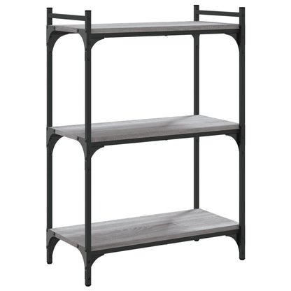 Boekenkast 3-Laags Bewerkt Hout Eiken 60 x 30 x 86 cm Grijs sonoma