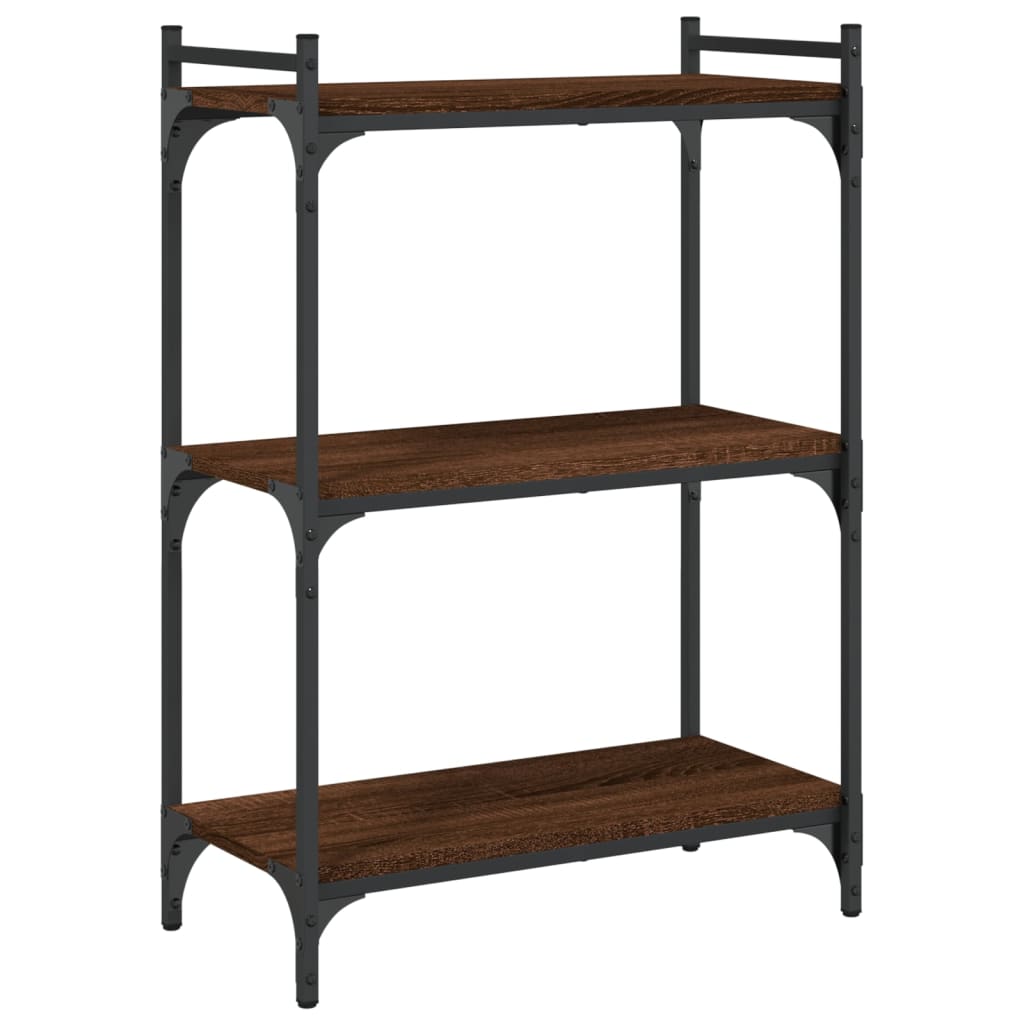 Boekenkast 3-Laags Bewerkt Hout Bruineikenkleurig 60 x 30 x 86 cm bruin eikenkleur