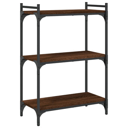 Boekenkast 3-Laags Bewerkt Hout Bruineikenkleurig 60 x 30 x 86 cm bruin eikenkleur