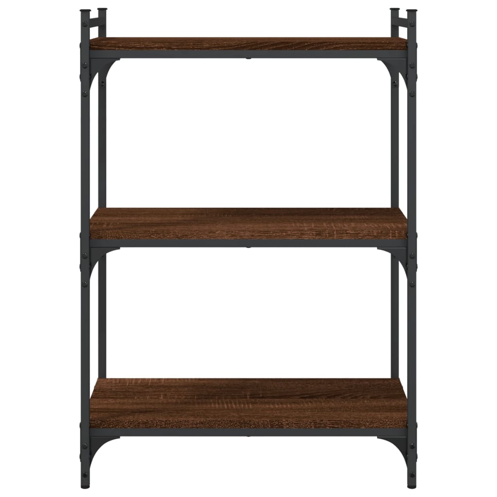 Boekenkast 3-Laags Bewerkt Hout Bruineikenkleurig 60 x 30 x 86 cm bruin eikenkleur