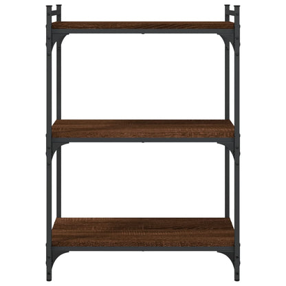 Boekenkast 3-Laags Bewerkt Hout Bruineikenkleurig 60 x 30 x 86 cm bruin eikenkleur