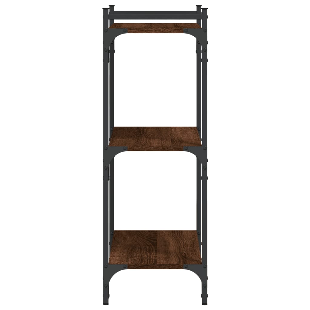 Boekenkast 3-Laags Bewerkt Hout Bruineikenkleurig 60 x 30 x 86 cm bruin eikenkleur