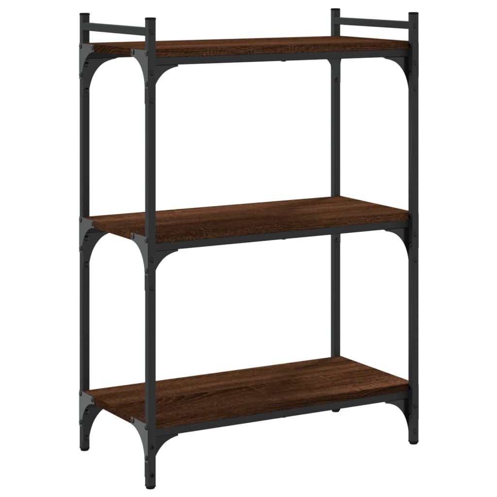 Boekenkast 3-Laags Bewerkt Hout Bruineikenkleurig 60 x 30 x 86 cm bruin eikenkleur