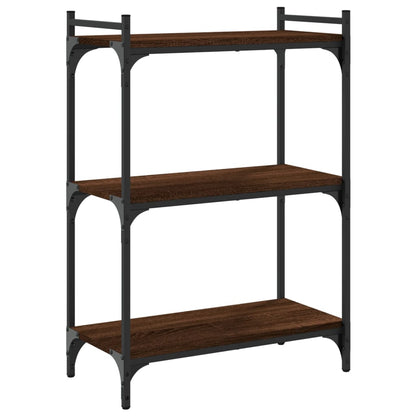 Boekenkast 3-Laags Bewerkt Hout Bruineikenkleurig 60 x 30 x 86 cm bruin eikenkleur