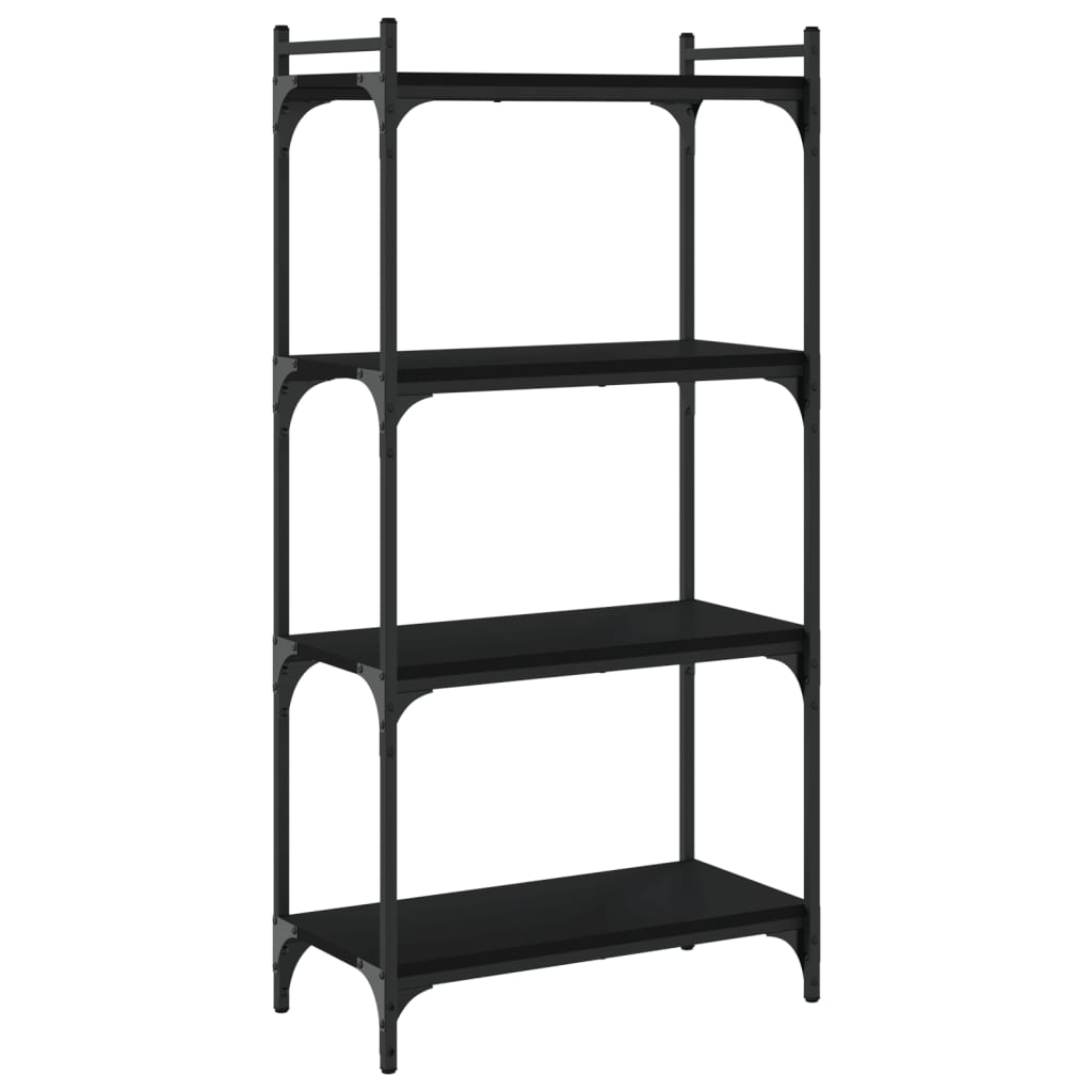 Boekenkast 4-Laags 60X30X Bewerkt Hout Zwart 60 cm