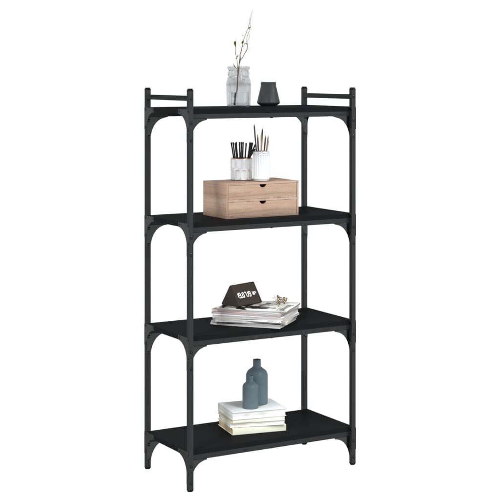 Boekenkast 4-Laags 60X30X Bewerkt Hout Zwart 60 cm