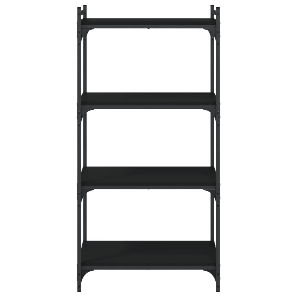 Boekenkast 4-Laags 60X30X Bewerkt Hout Zwart 60 cm
