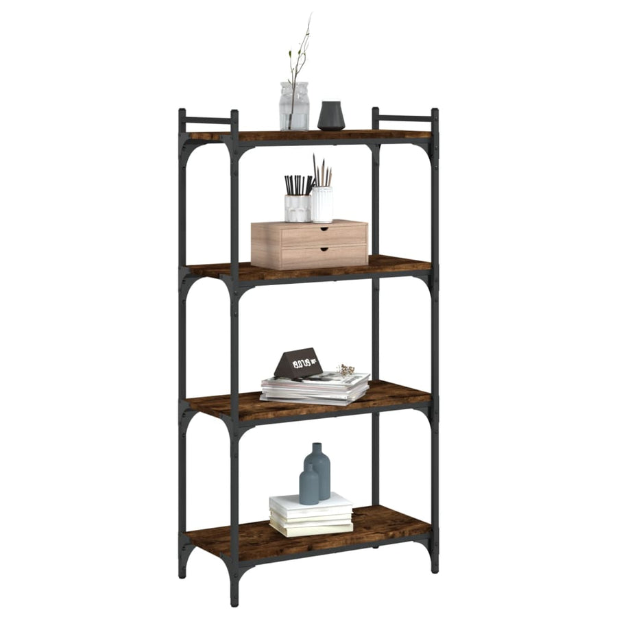 Boekenkast 4-Laags 60X30X Bewerkt Hout Kleur Gerookt Eiken 60 cm