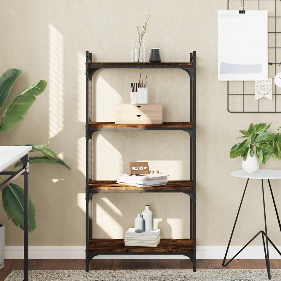 Boekenkast 4-Laags 60X30X Bewerkt Hout Kleur Gerookt Eiken 60 cm