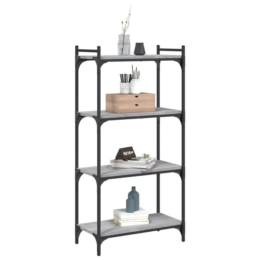 Boekenkast 4-laags 60x30x120 cm bewerkt hout grijs sonoma eiken 60 x 30 x 120 cm Grijs sonoma