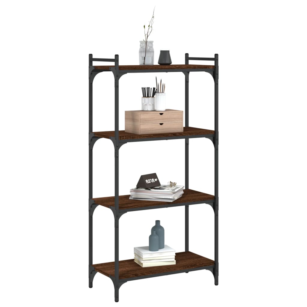 Boekenkast 4-laags 60x30x120 cm bewerkt hout bruin eikenkleur