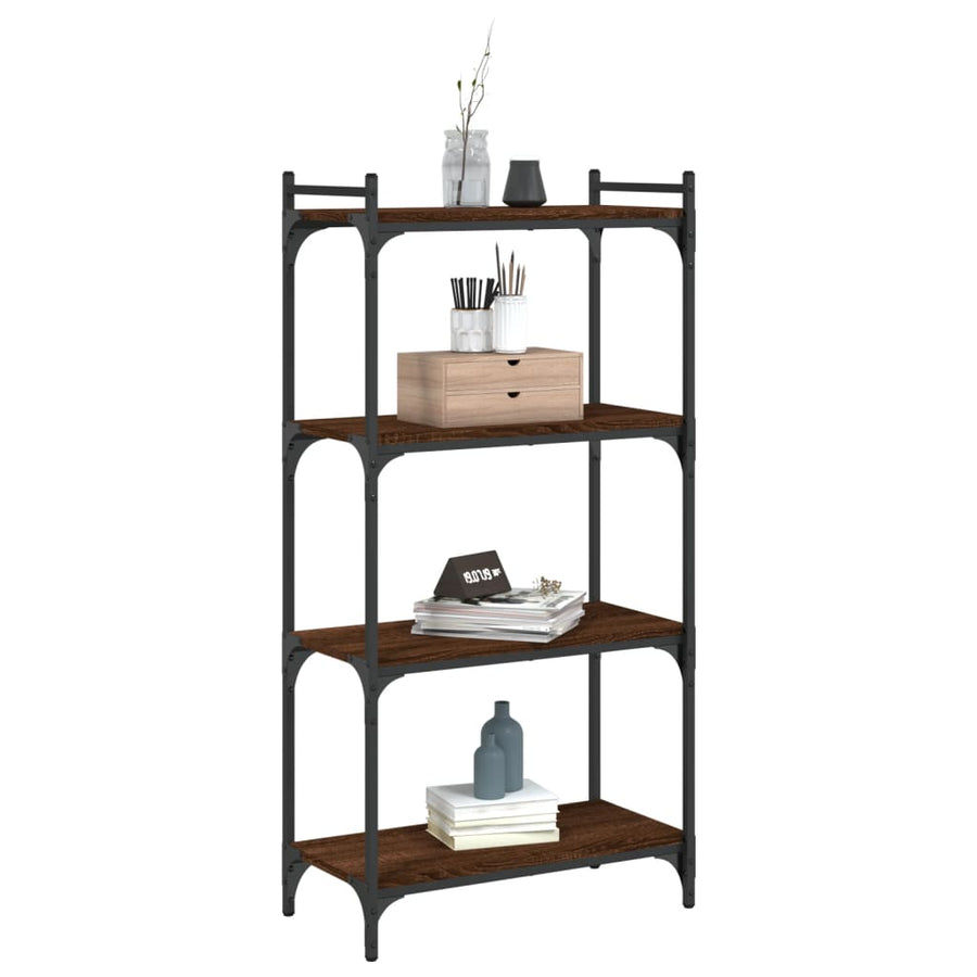 Boekenkast 4-laags 60x30x120 cm bewerkt hout bruin eikenkleur