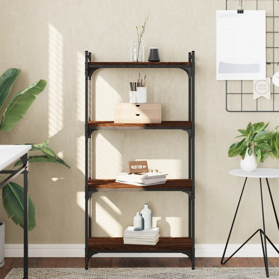Boekenkast 4-laags 60x30x120 cm bewerkt hout bruin eikenkleur
