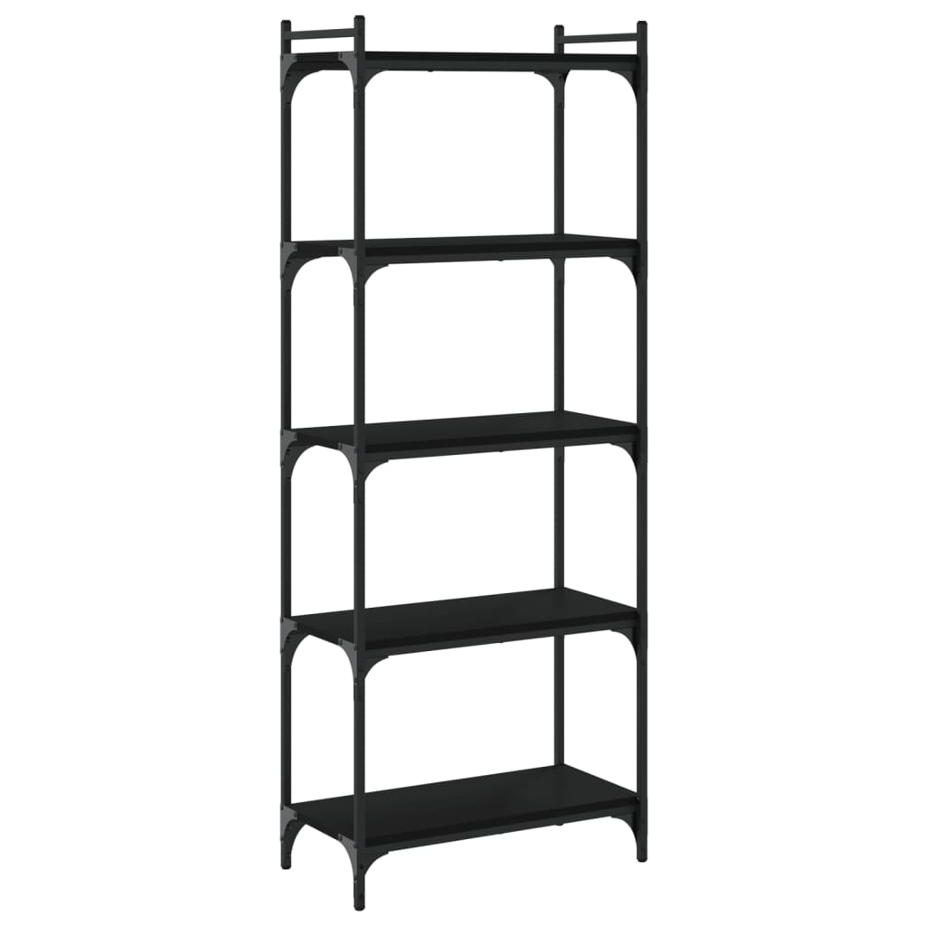 Boekenkast 5-Laags Bewerkt Hout 60 x 30 x 154 cm Zwart