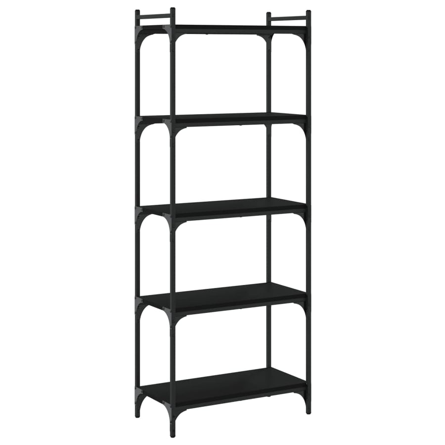 Boekenkast 5-Laags Bewerkt Hout 60 x 30 x 154 cm Zwart