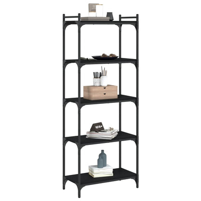 Boekenkast 5-Laags Bewerkt Hout 60 x 30 x 154 cm Zwart
