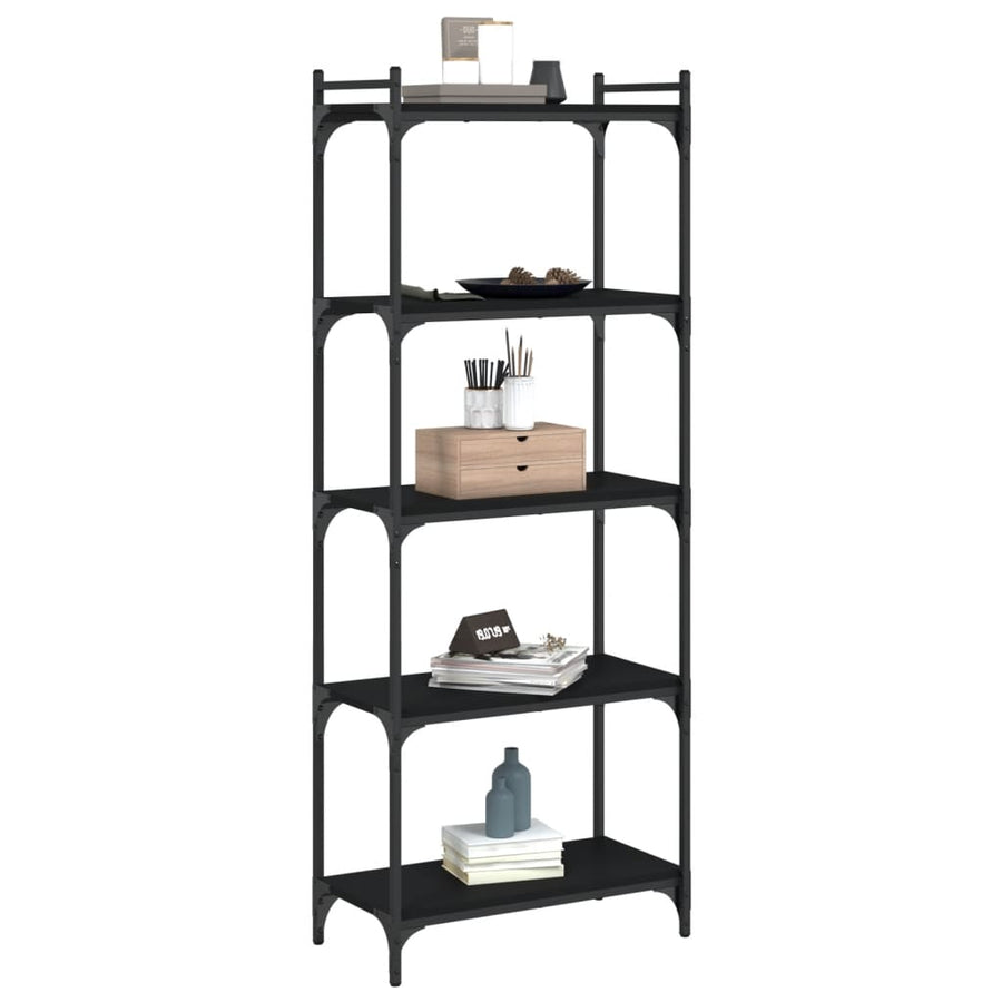 Boekenkast 5-Laags Bewerkt Hout 60 x 30 x 154 cm Zwart