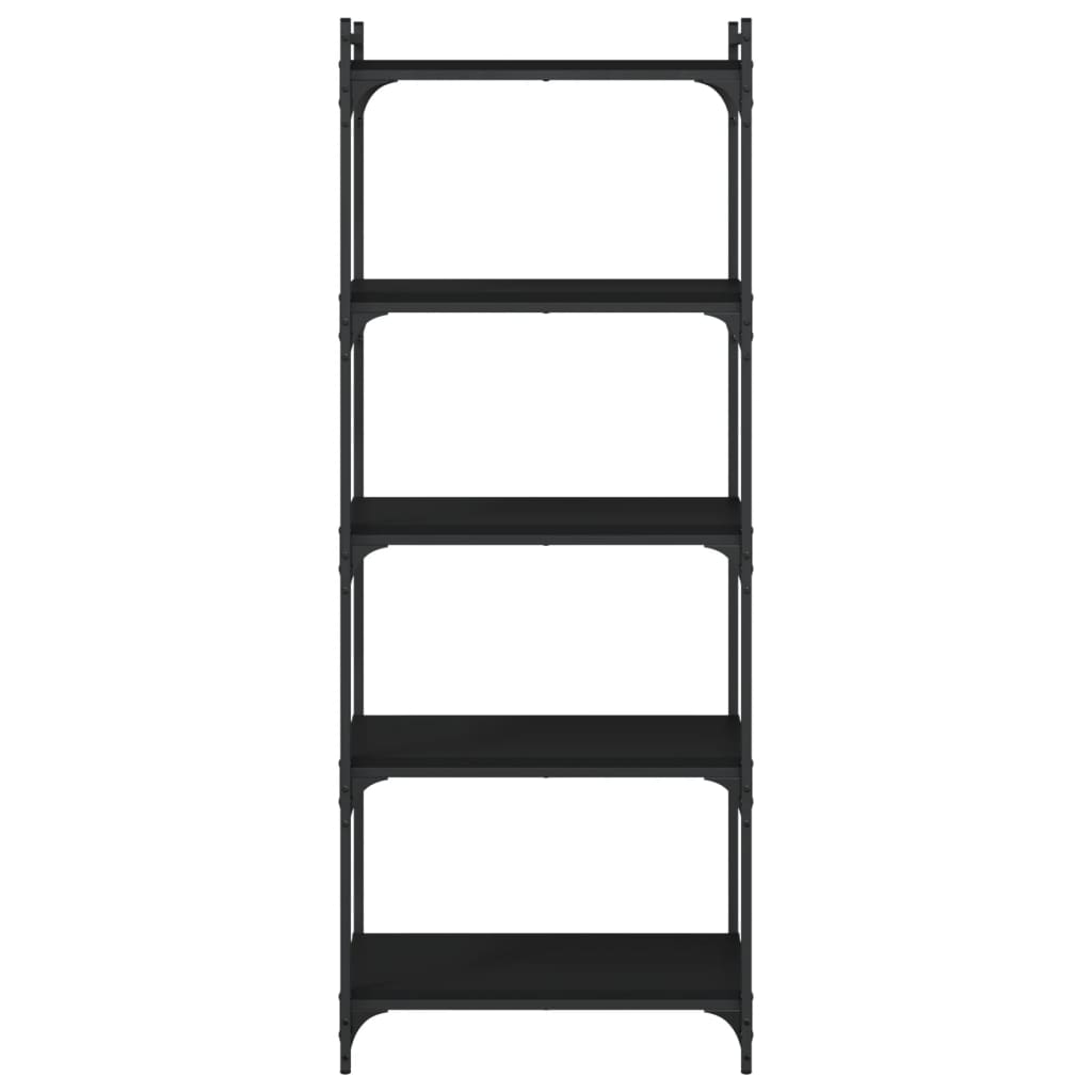 Boekenkast 5-Laags Bewerkt Hout 60 x 30 x 154 cm Zwart