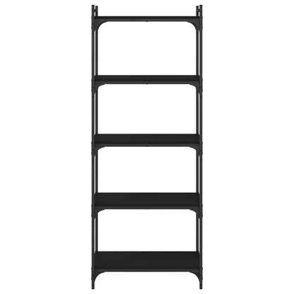 Boekenkast 5-Laags Bewerkt Hout 60 x 30 x 154 cm Zwart