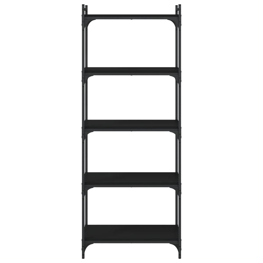 Boekenkast 5-Laags Bewerkt Hout 60 x 30 x 154 cm Zwart
