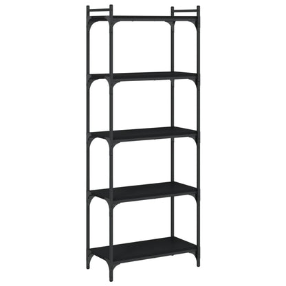 Boekenkast 5-Laags Bewerkt Hout 60 x 30 x 154 cm Zwart